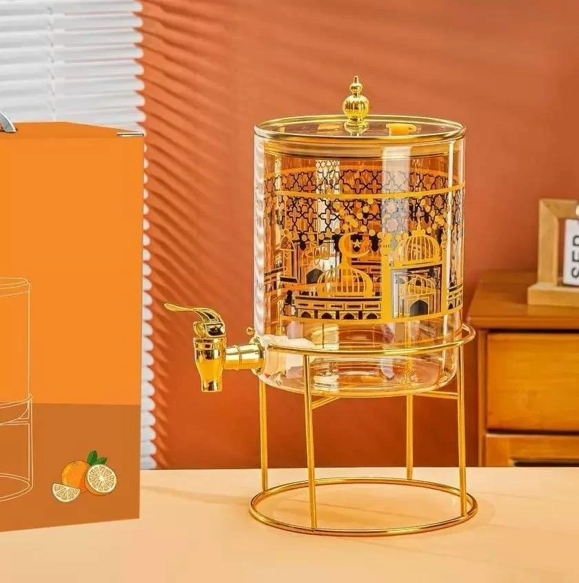 كولر زجاج مع ستاند حديد غولد